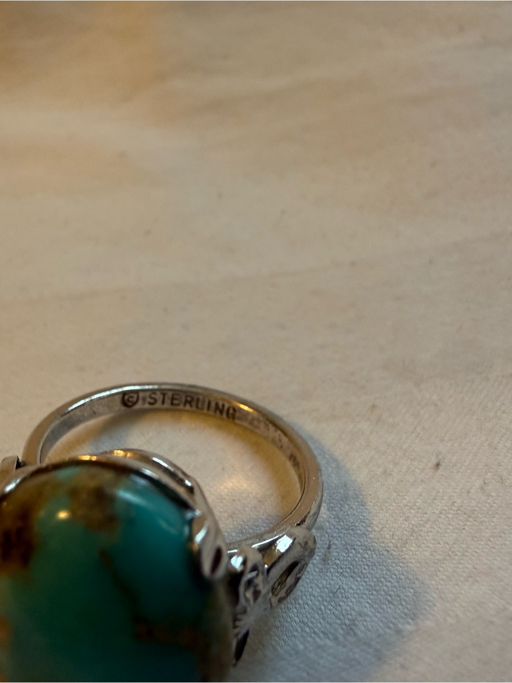 Sterling Silver Turquoise Statement Ring - Teal Green Stone - Picture 8 of 10
